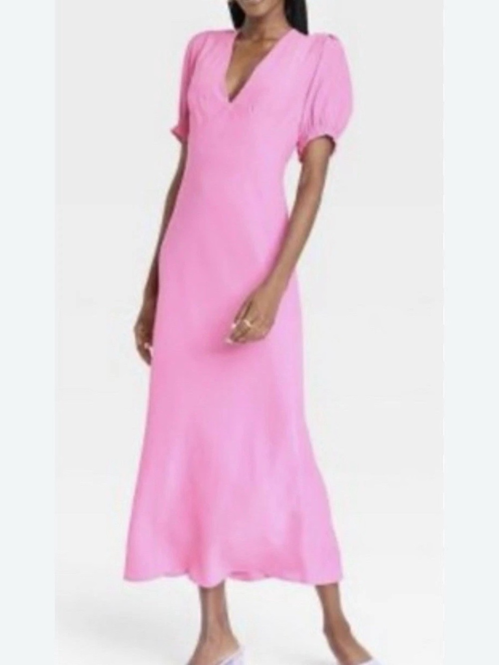 a new day Hot Pink V-Neck Maxi Dress Size M “Like New”100% Rayon